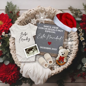 Anuncio de Embarazo de Navidad Digital para Redes Sociales, kerstzwangerschapsaankondiging SPAANS, Anuncio de Embarazo