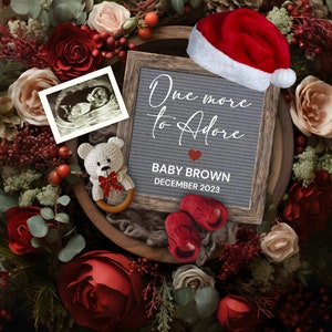 Christmas One more to Adore Baby Pregnancy Announcement Digital, Second Baby Announcement, Pregnancy Template, December 2023 Baby Reveal
