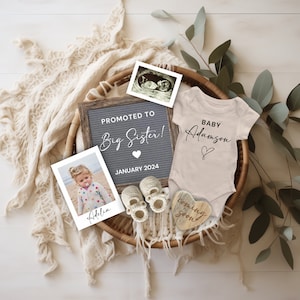 Digital Pregnancy Announcement, Baby Announcement, Reveal Pregnancy, Promoted to Big Sister announcement, Pregnancy Flat Lay