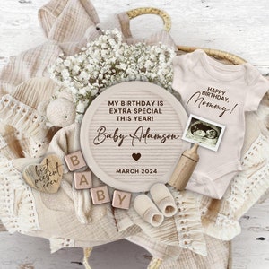 Geburtstags-Schwangerschaftsankündigung Digital, bestes Geschenk aller Zeiten Babymitteilung, bearbeitbare Baby offenbaren Vorlage, glückliche Bday Baby offenbaren