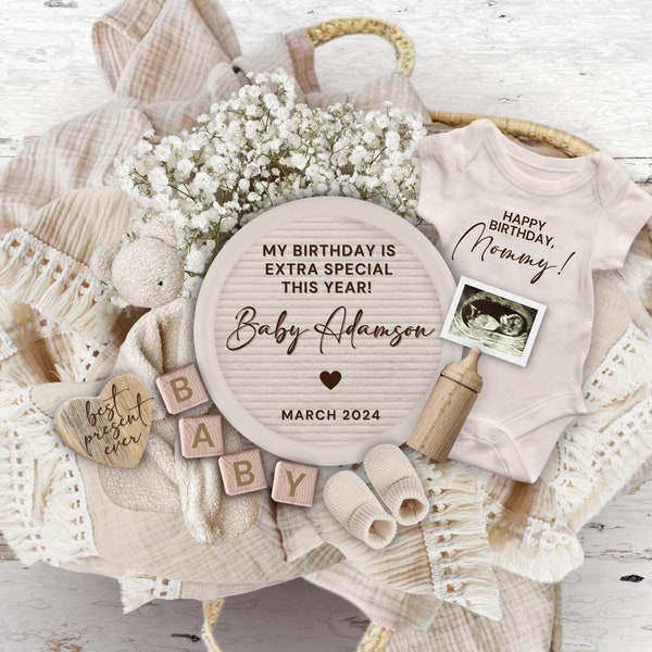 Birthday Pregnancy Announcement Digital, Best Present Ever Baby Announcement, Editable Baby Reveal Template, Happy Bday Baby Reveal