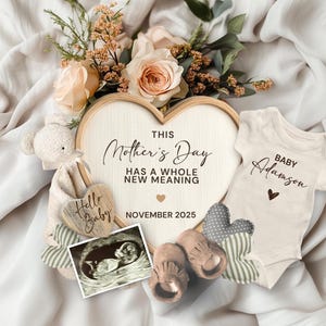 Mother&#39;s Day Digital Pregnancy Announcement, Baby Announcement, Gender Neutral Pregnancy Reveal Template, Baby Reveal