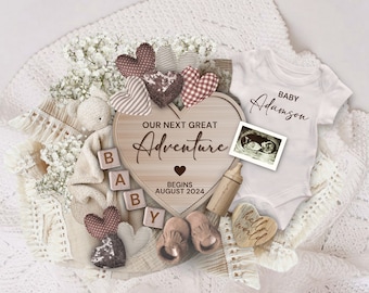 Neutral Pregnancy Announcement Digital, Boho Baby Announcement forSocial Media, Editable Template, Our Next Adventure Baby Reveal, Valentine