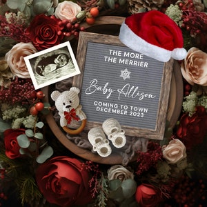 Weihnachten Schwangerschaftansage Digital, Je mehr, desto lustiger Babyankündigung, Feiertags-Schwangerschafts-Enthüllung, Weihnachtsbaby-Enthüllung