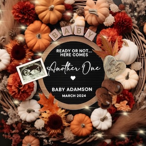 Fall Thanksgiving Oops We Did It Again Pregnancy Announcement, Digital Boho Baby #2 #3 #4 Reveal, Social Media Pregnancy Reveal, Boho Baby