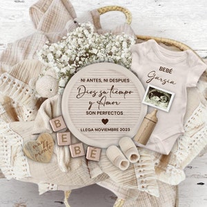Anuncio de Embarazo ESPAÑOL, Baby Reveal Social Media, Anuncio de Embarazo, Ni antes ni después Todo llega cuando tiene que llegar