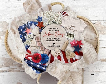 Labor Day Pregnancy Announcement, Digital Patriotic Baby Reveal Letterboard, Social Media Reveal Template, A Whole New Meaning Labor Day