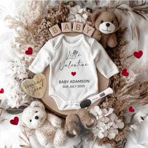 Valentine Day Digital Pregnancy Announcement with Test, Boho Baby Reveal Social Media, Pregnancy Reveal Template, Baby Announcement