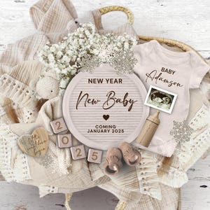 2025 New Years Baby Announcement, New Year Digital Pregnancy Reveal, New Year New Baby Social Media Pregnancy Reveal, January 2025 New Baby