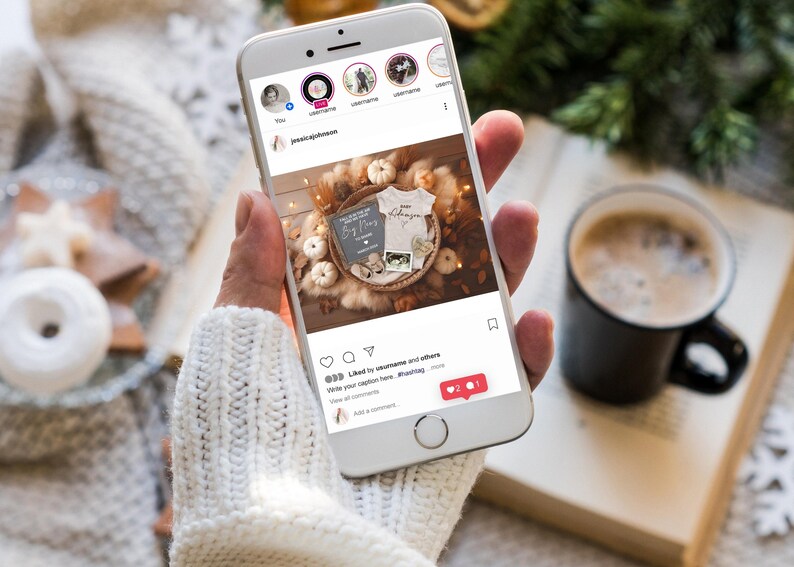 Buy Fall Social Media Pregnancy Announcement, Digital, Fall is in the