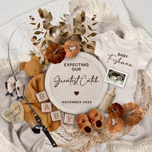 Thanksgiving Pregnancy Announcement, Fall Our Greatest catch Pregnancy Announcement Digital, Baby Reveal, O-Fish-Ally Pregnancy Reveal