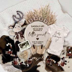 Western Pregnancy Announcement Digital Template, Father&#39;s Day First Rodeo Baby Reveal, Ranch Baby Announcement Template, Cowboy Baby Reveal