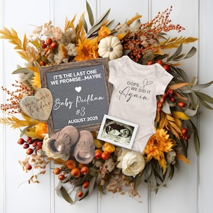 Oops We Did It Again Pregnancy Announcement, Fall Thanksgiving Pregnancy Reveal, Baby #2 #3 #4 Reveal, Pregnancy Reveal Template
