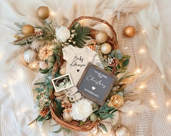 I'll Be Home for Christmas Pregnancy Announcement, Santa Social Media Baby Reveal, Due December 2025, Pregnancy Reveal, Baby Announcement
