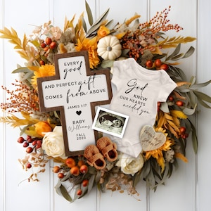 Fall James 1:17 Pregnancy Announcement, Fall Religious Pregnancy Announcement Template, Christian Baby Reveal, God Knew My Heart Needed You