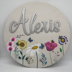 Hand painted Name Sign | Nursery Sign | Floral Design