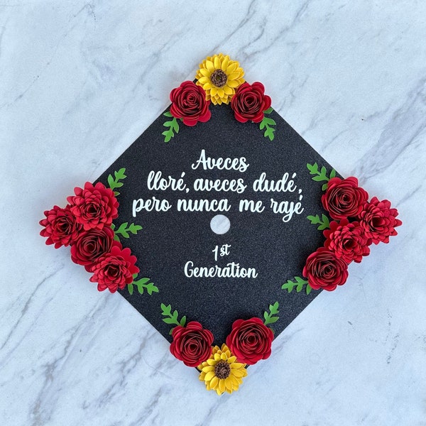 First Generation Grad Cap, Graduation Cap Topper, Custom Grad Cap, Graduation Cap Design, Graduation Cap Topper with 3D Flowers