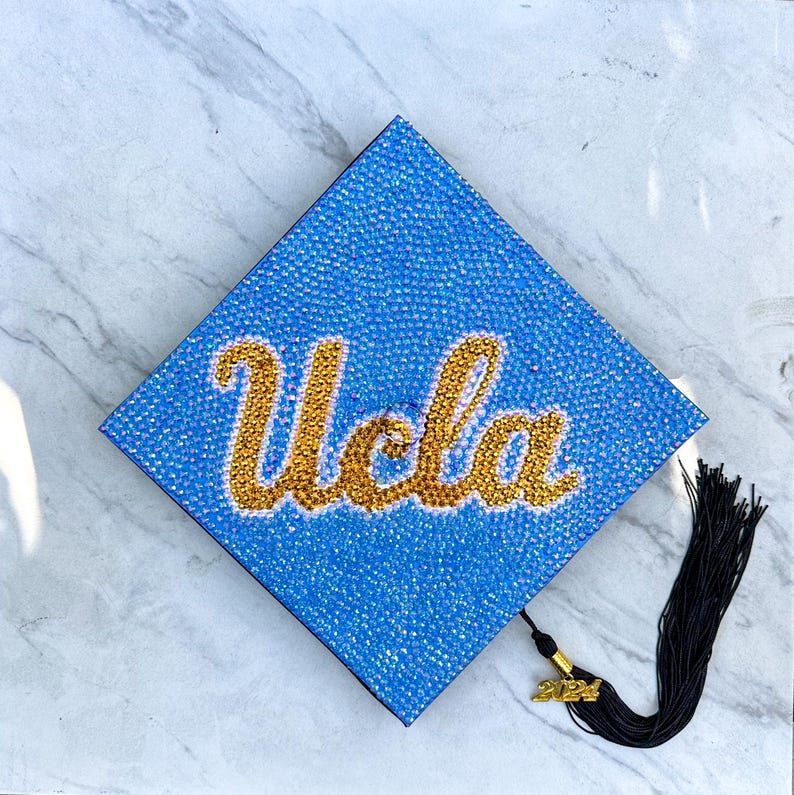 Custom Simple Rhinestone Logo Graduation Cap Topper - College, High ...