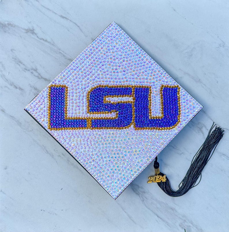Custom Simple Rhinestone Logo Graduation Cap Topper - College, High ...
