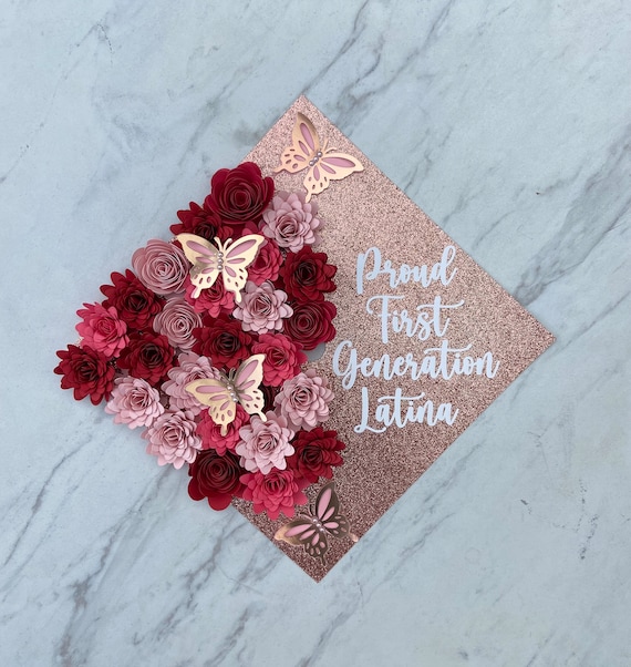 Graduation Cap Topper, Custom Grad Cap, Graduation Cap Design, Graduation  Cap Topper with 3D Flowers and Butterflies, Pink Grad Cap Topper