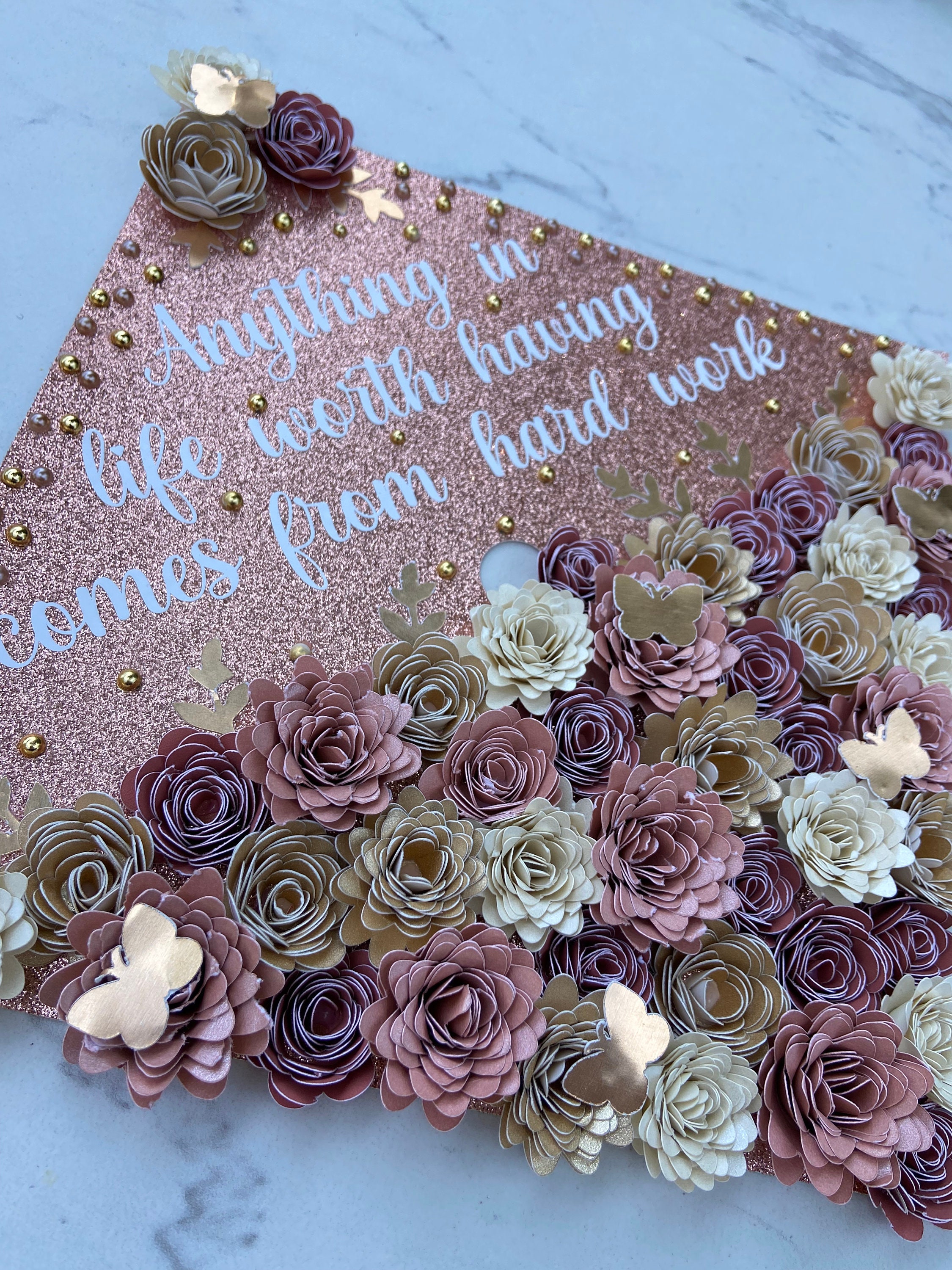 Small Roses For Grad Cap Rose Gold Graduation Cap, Pink Grad Cap Topper, Graduation Cap Design ...