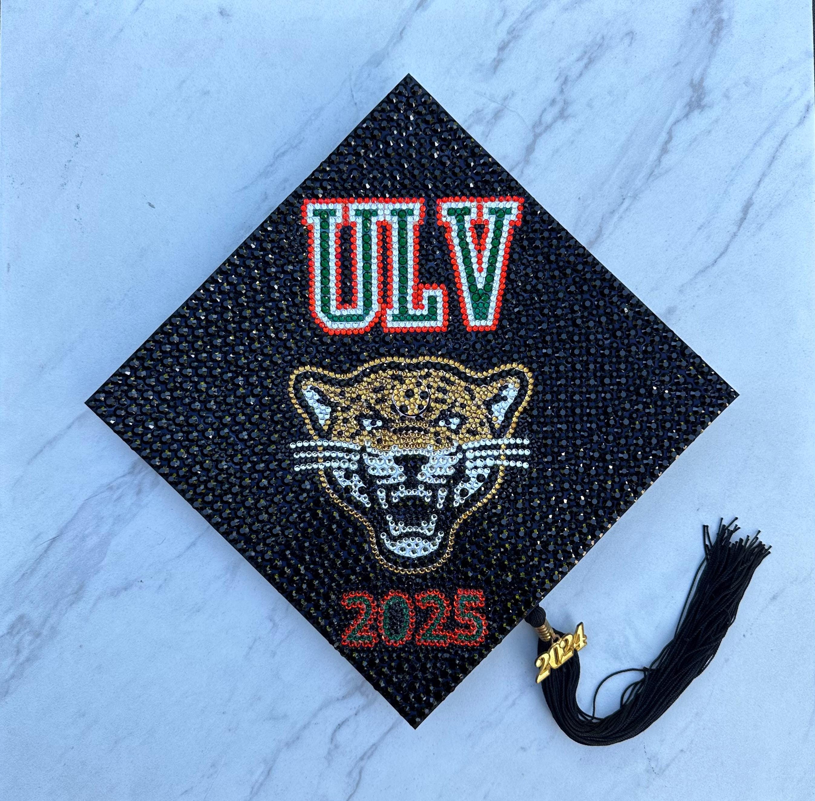 Custom Complex Rhinestone Logo Graduation Cap Topper - College, High ...
