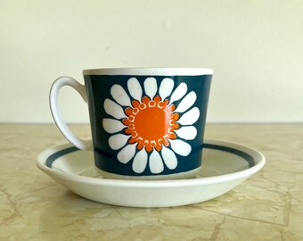 Vintage Figgjo Flint Turi Daisy Cup Saucer: 3 Sets Left, 1970s Flower Power, Made in Norway