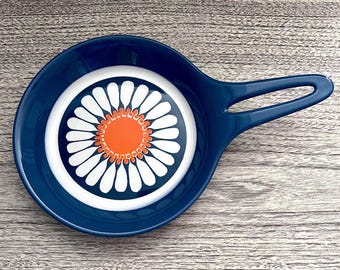 Vintage Figgjo Flint Turi Daisy Ceramic Skillet, Handled Flower Power Baking Dish, Made in Norway