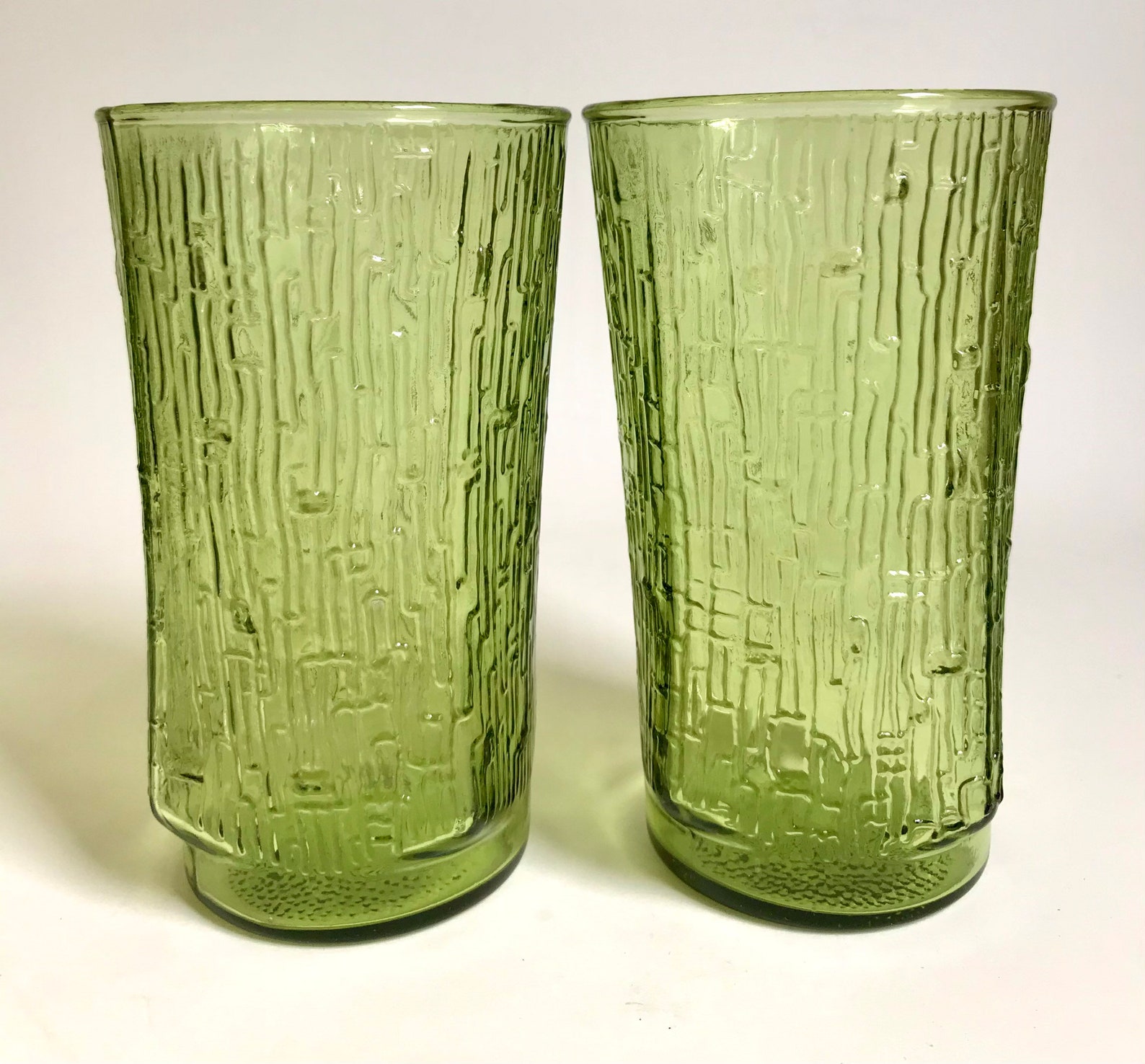 Vintage Green Glassware 1970s Drinking Glasses Anchor Etsy