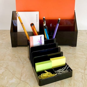 Vintage Schreibtisch Organizer, CHOICE Kunststoff, Mail Bill Sorter, Bürobedarf Caddy, Stifthalter, Accessoire 1970er 1980er Jahre