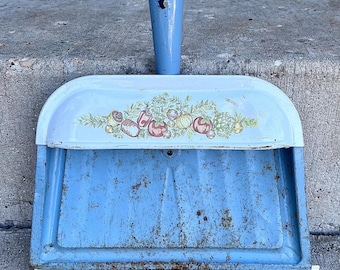 Vintage Ballonoff Spice of Life Dust Pan, Baby Blue Metal, 1970s 1980s Kitchen Laundry Decor