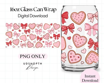 Confezione regalo in vetro con fiocco a forma di cuore per San Valentino, confezione regalo completa Libbey da 16 once, confezione regalo rosa Coquette, estetica dolce e carina per ragazze, modello Libbey