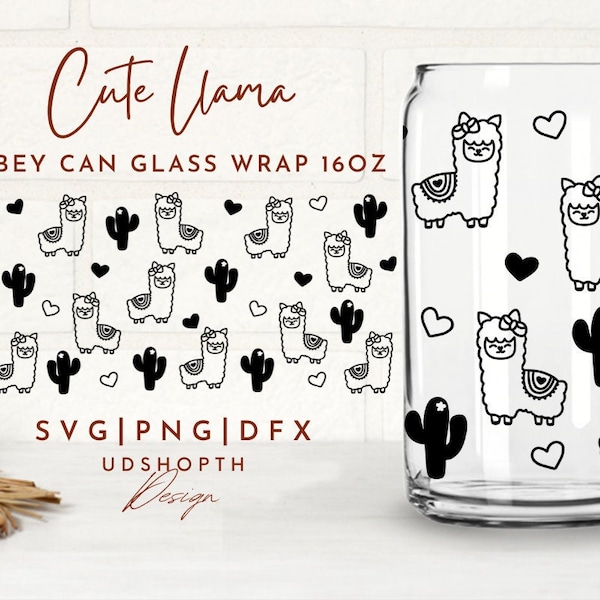Llama Can Glass Wrap Svg For Libbey 16oz, Baby Llama Svg, Cactus Svg, Beer Can Glass Svg, Coffee glass can, Can glass svg, Soda Glass Can