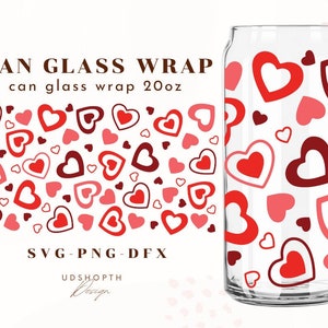 Herz Svg Glas, Zwei Herzen Svg, Valentinstag SVG, Tasse Wrap für Libbey 20oz, Libbey Glas SVG, Bierdose Glas svg, Kaffeeglas
