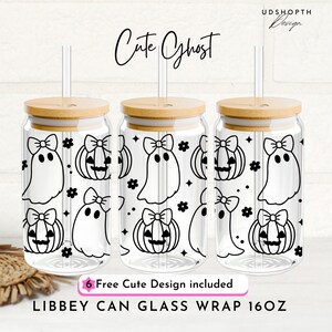Cute Ghost Svg, 16oz Libbey Can Glass Svg, Retro Halloween Svg ...