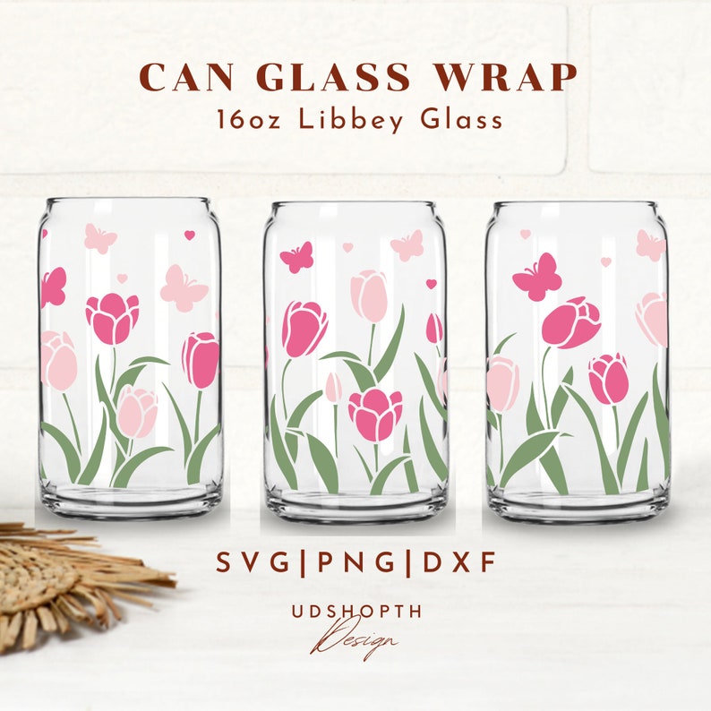Tulip Flower 16oz Libbey Wrap Svg, Tulip Glass Can Svg, Tulip Svg ...