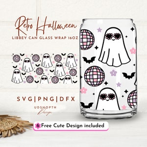 Retro Halloween 16oz Glass Can Wrap Svg, Groovy Halloween Svg, Spooky ...