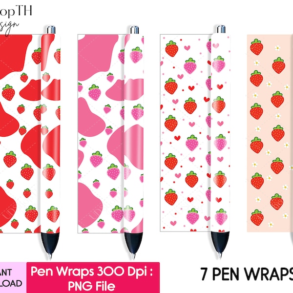 Strawberry Pen Wraps,Strawberry Cow Pen Wraps,Strawberry PNG,Fruit Pen Wraps,WaterSlide,Joy Glitter Pen,Digital Download