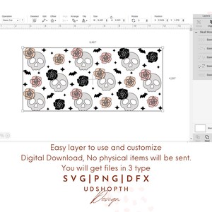 Flower Skull Svg for Libbey Can Glass 16oz,halloween Can Glass Wrap Svg ...