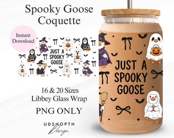 Spooky Goose Halloween png, Just a Spooky Goose png, 16oz Libbey Glass Can Wrap, grappige Halloween-gans, leuke Halloween, girly Halloween-wrap