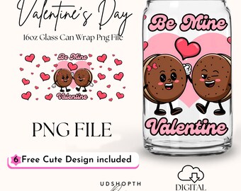 Be Mine Valentine 16oz Libbey Glass Can Wrap Png, Herz Valentine Png, Xoxo Valentines Png, lustiger Valentinstag Wrap Design Digitaler Download