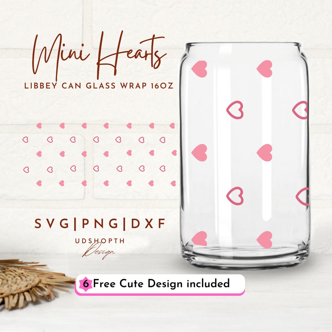 Mini Hearts Svg, 16oz Libbey Wrap Svg, Mini Hearts Glass Can Svg ...