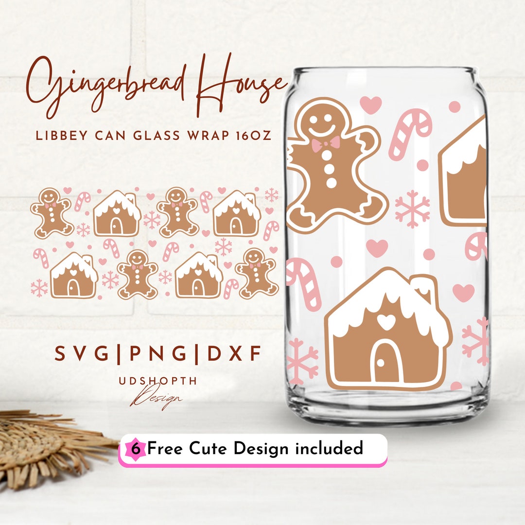 Gingerbread House Beer Can Glass Svg, 16oz Libbey Full Wrap Svg ...