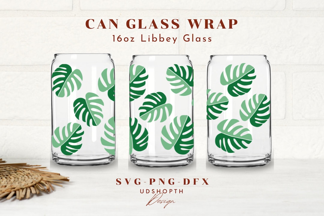 Monstera Leaves Libbey Glass Can Wrap SVG, 16oz Libbey Can Glass Wrap ...