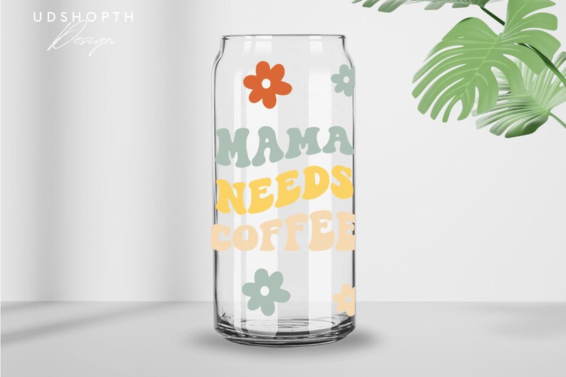 Happy Mama Svg, Retro Flower Svg, 20oz Libbey Can Glass Wrap Svg ...