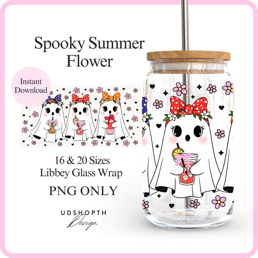 Spooky Summer Flower PNG, Summer Vibes 16oz Libbey Glass Can Wrap PNG ...
