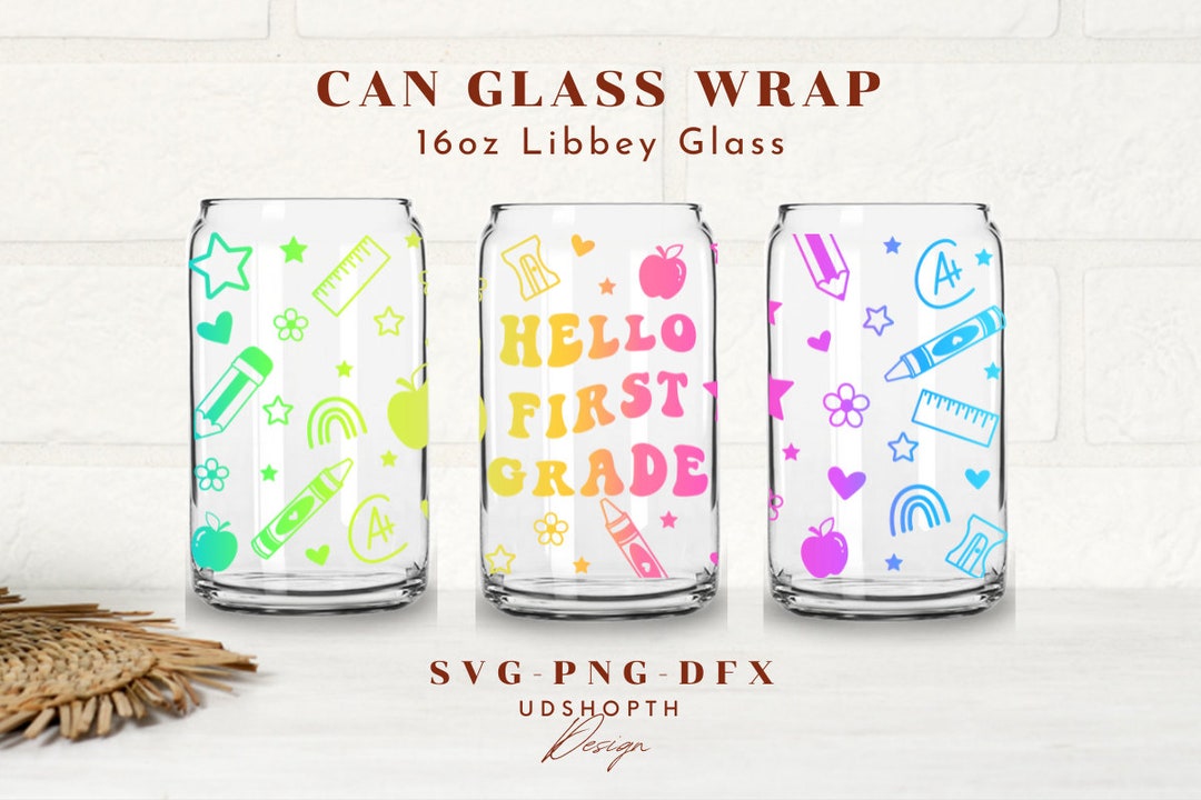 Hello Back to School SVG, 16oz Libbey Can Glass Wrap Svg, First Day of ...