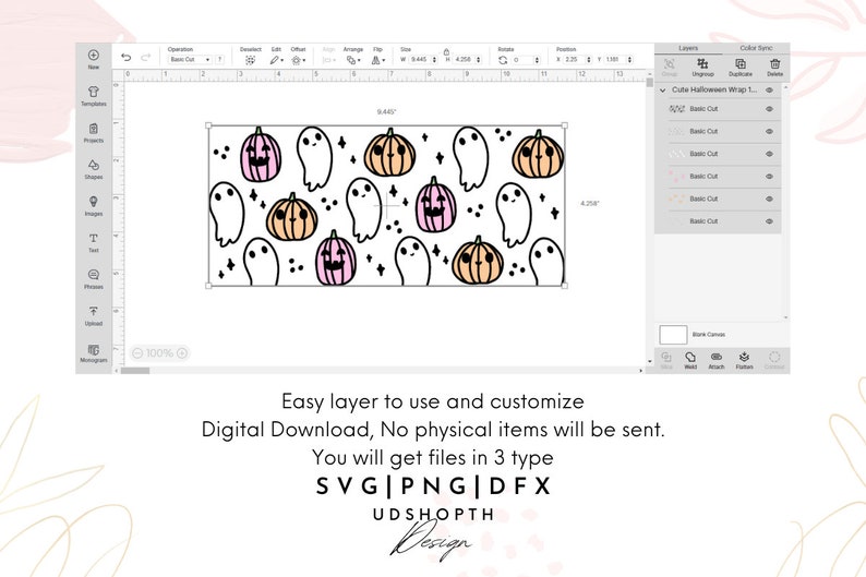 May include: A digital design featuring a repeating pattern of orange and pink pumpkins with jack-o-lantern faces and white ghosts. The design is perfect for Halloween crafts and projects.