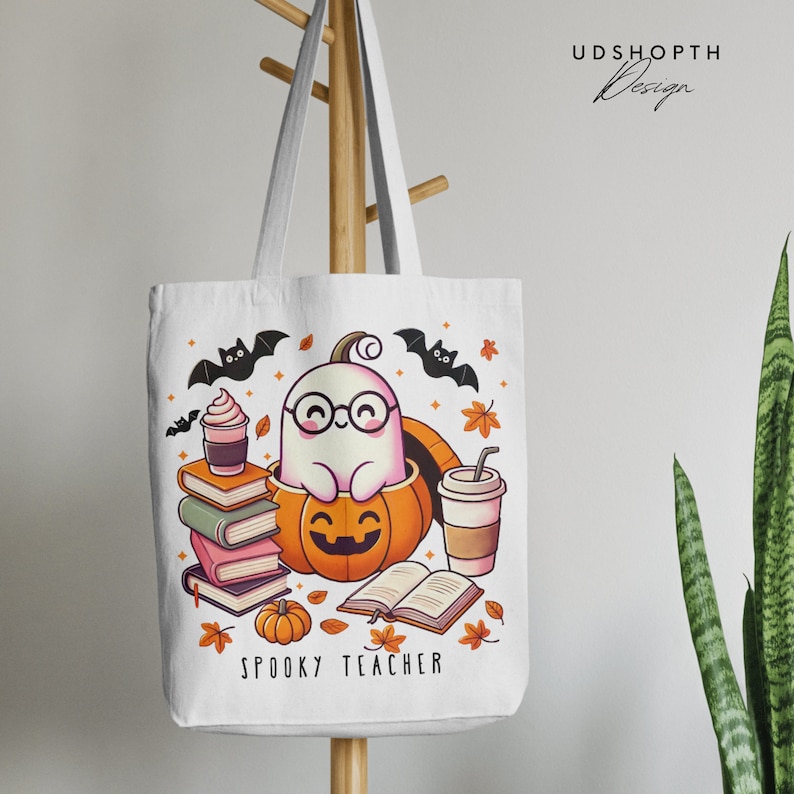 Läskig lärare png, spöklärare png, söt spöke png, Halloweenlärare, läskig säsong png, spökläsningsbok png design, digital nedladdning bild 6
