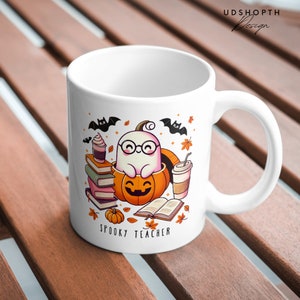 Läskig lärare png, spöklärare png, söt spöke png, Halloweenlärare, läskig säsong png, spökläsningsbok png design, digital nedladdning bild 5